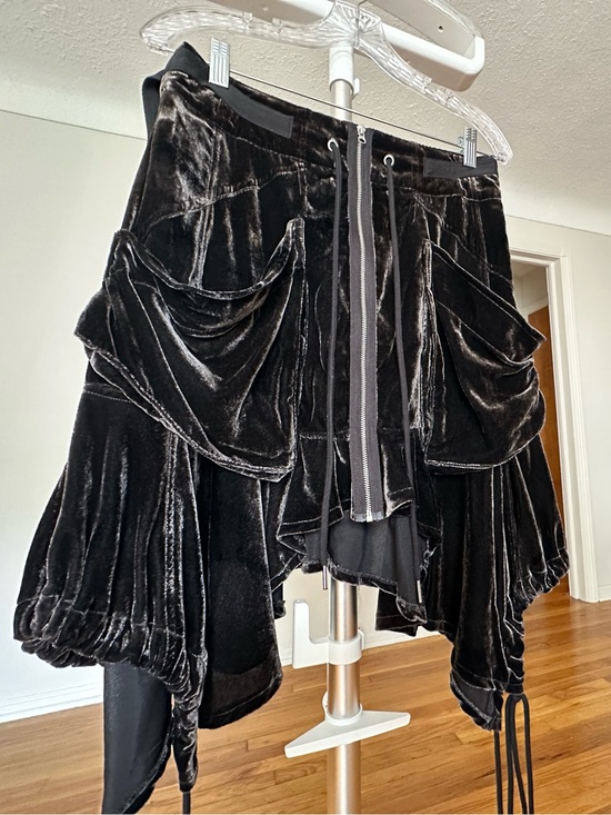 Free People Dresses & Skirts - Free People Black Velvet Asymmetrical Drawstring Skirt size 4